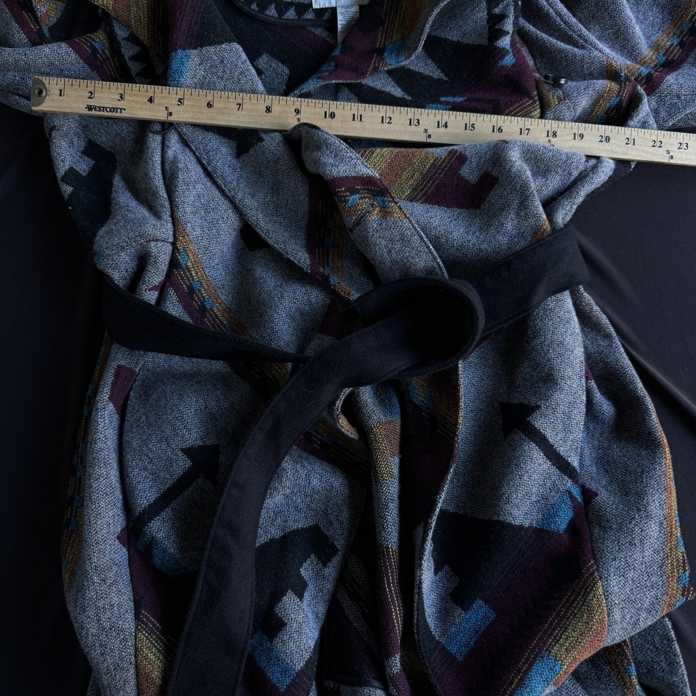 American Rag Cie Coatigan Womens Large Multicolor Southwestern Geometric Belted - Picture 8 of 8